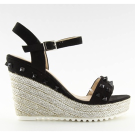 Espadrilles noires à semelles compensées, noires TS-16 Black