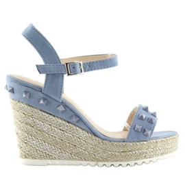 Espadrilles bleues à semelles compensées, bleu TS-16 Bleu
