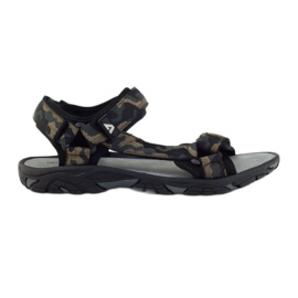 American Club Sandales en cuir American 1728 camo gris brun le noir
