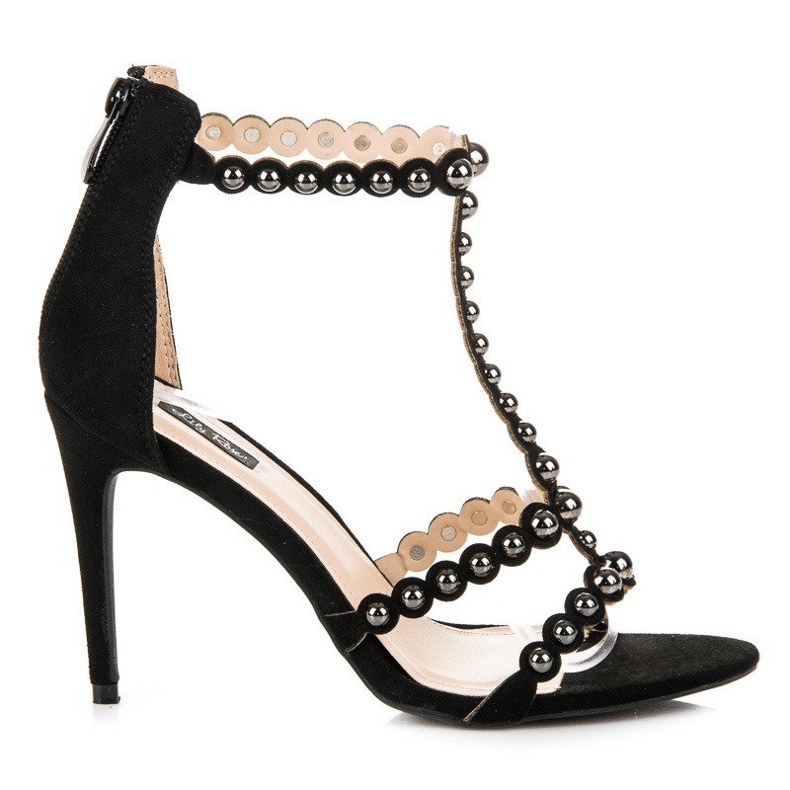 Sandales à talon haut avec strass le noir