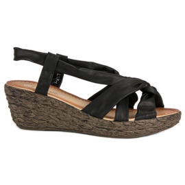 Sandales compensées à enfiler noir