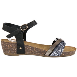 Sandales compensées confortables le noir