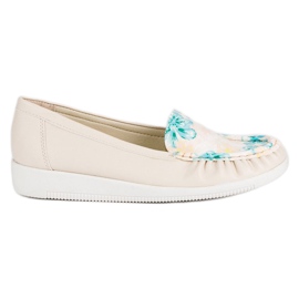 Tullo Mocassins Beiges À Fleurs