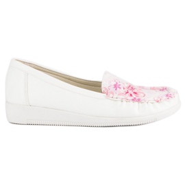Tullo Mocassins Blancs à Fleurs