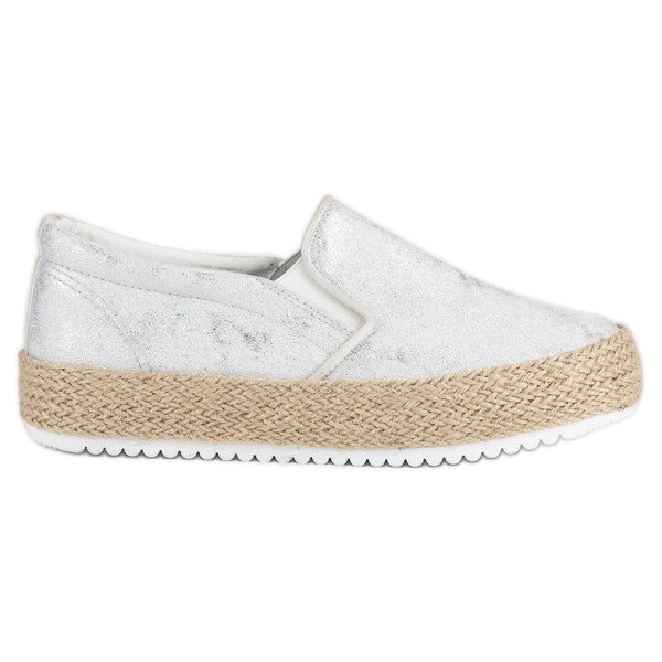 Betler Espadrilles argentées sur la plate-forme gris