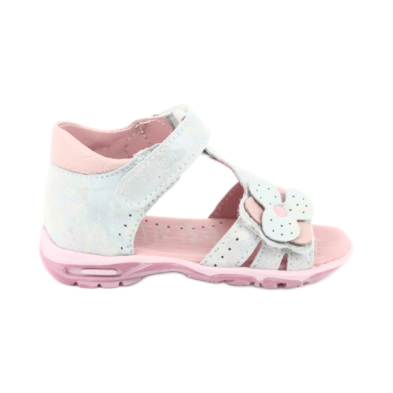 Sandales brillantes avec Velcro Ren But 1406 blanche bleu gris rose