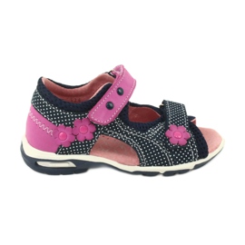 Sandales velcro Ren But bleu marine rose blanc