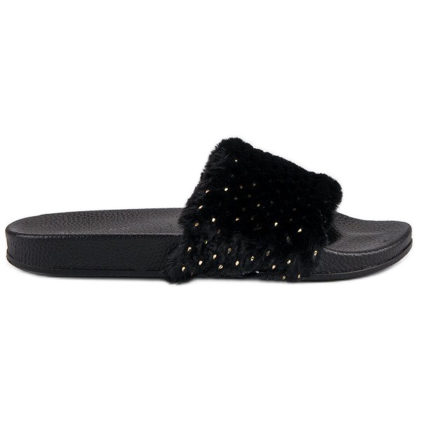 Erynn Chaussons noirs avec fourrure le noir