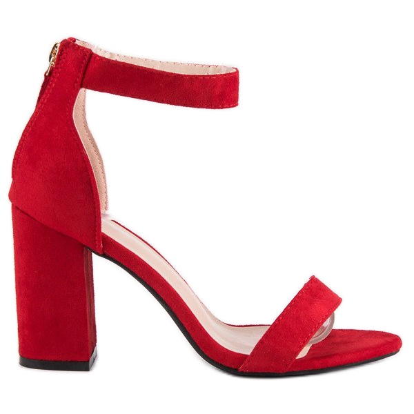 Sandales zippées en daim rouge