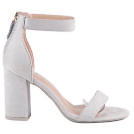 Sandales zippées en daim gris