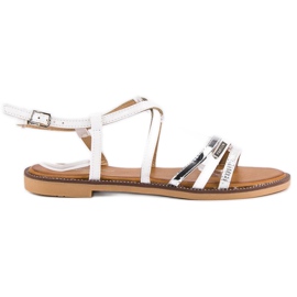 Bello Star Sandales plates à boucle gris blanc