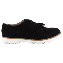 Chaussures bohèmes en daim nouées noir