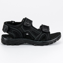 Hasby Sandales en cuir pour enfants le noir