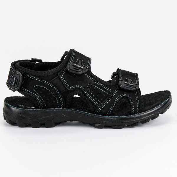 Hasby Sandales en cuir pour enfants le noir