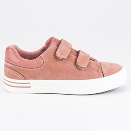Baskets en daim avec velcro rose
