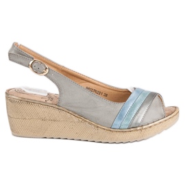 Sandales compensées confortables gris