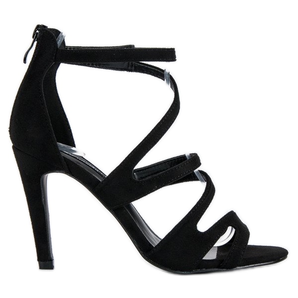 Sandales en daim sur un talon haut le noir