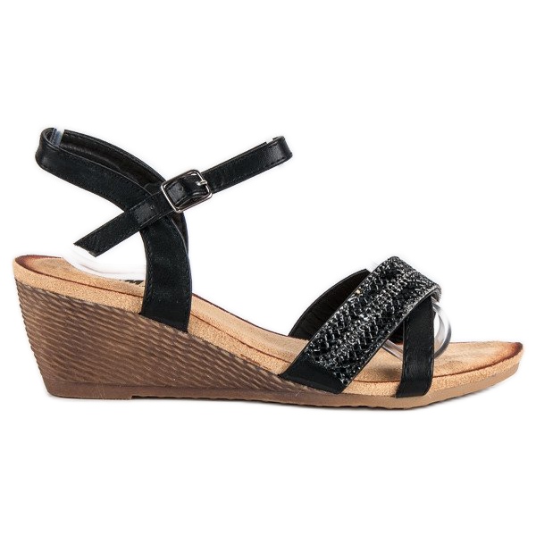 Fama Sandales avec ornements le noir