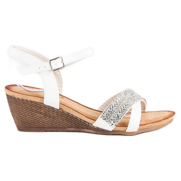 Fama Sandales avec ornements blanche