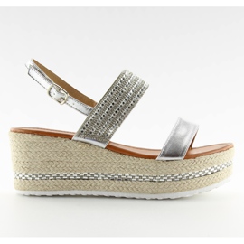 Sandales espadrilles argentées GG-5 à semelles compensées gris