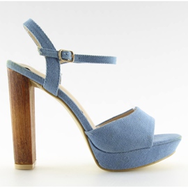Sandales en jean sur un poteau bleu 9833 Sandales en jean sur un poteau bleu 9833
