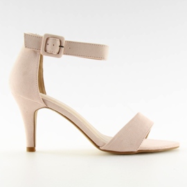 Sandales à talons bas rose BL076