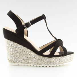 Noir Sandales, espadrilles à semelles compensées, noir 680-30 Noir