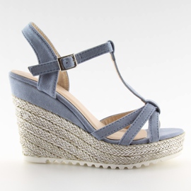 Sandales, espadrilles à semelles compensées, bleu 680-30 Bleu