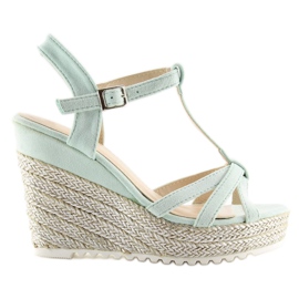 Sandales espadrilles à semelles compensées celadon 680-30 Vert