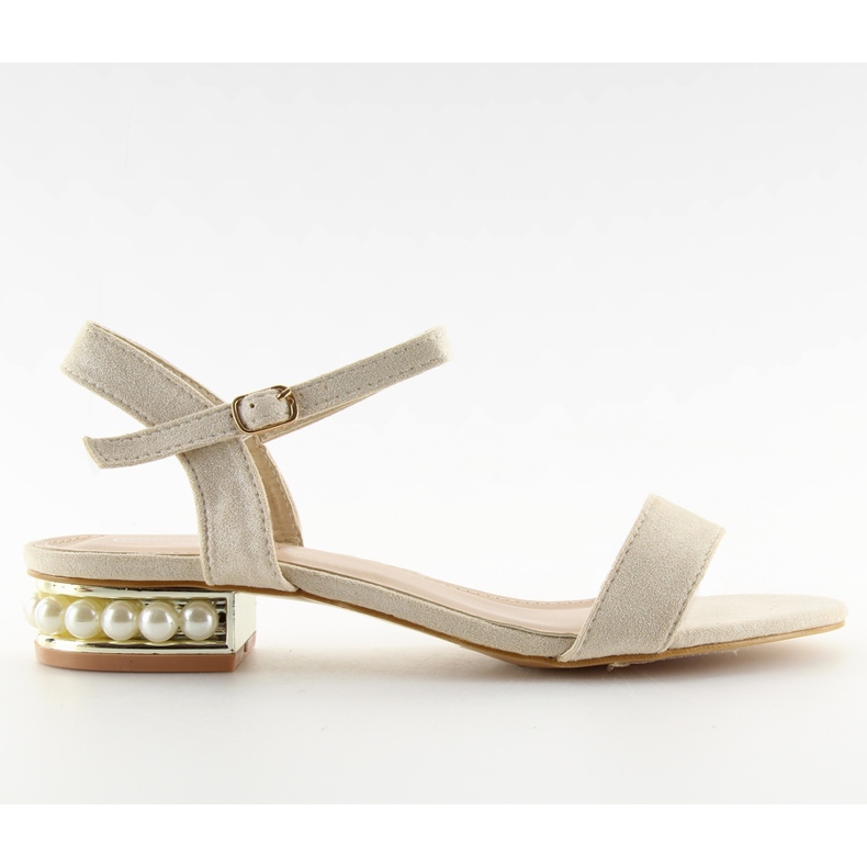 Sandales à talons avec perles beige 99