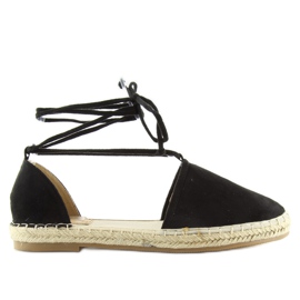 Espadrilles noires avec liens à la cheville 431-P