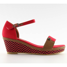 Sandales compensées rouges J7731-8 rouge
