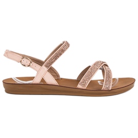 American Club Sandales avec ornements américains rose