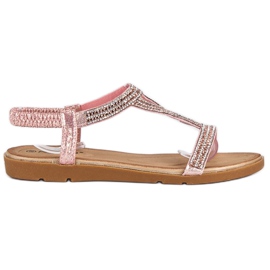 Fama Sandales plates avec zircons cubiques rose Fama Sandales plates avec zircons cubiques rose