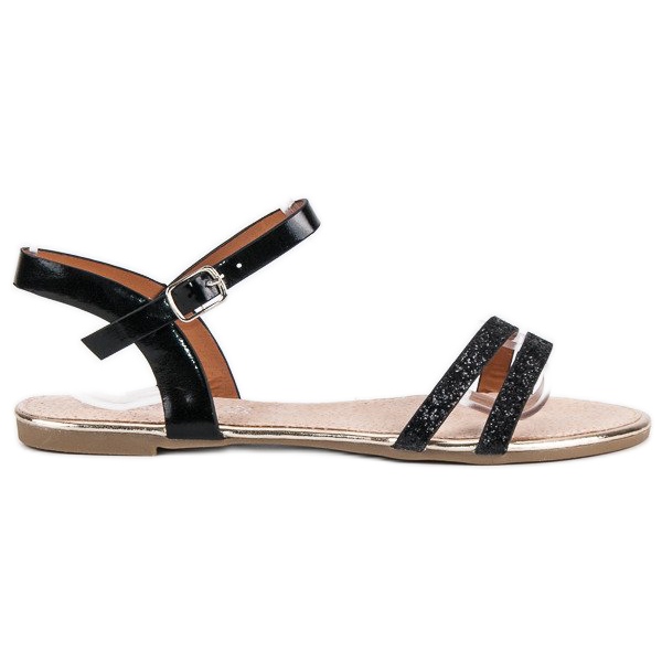 American Club Sandales américaines plates noires le noir American Club Sandales américaines plates noires le noir