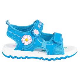 Hasby Sandales plates pour un enfant bleu