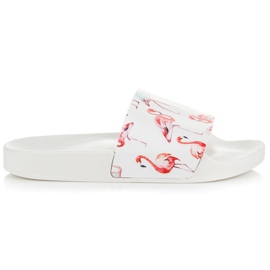 Vices Chaussons flamant rose blanc