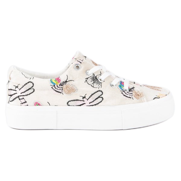 Kylie Baskets en velours sur la plateforme beige