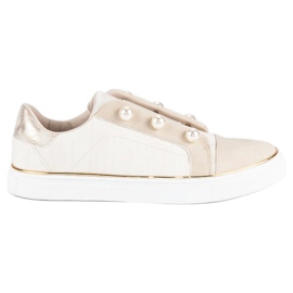 American Club Baskets Femme Avec Perles beige