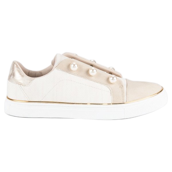 American Club Baskets Femme Avec Perles beige