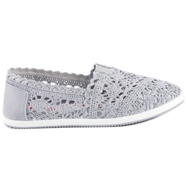 Ballerines en dentelle grise