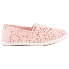 Ballerines en dentelle rose