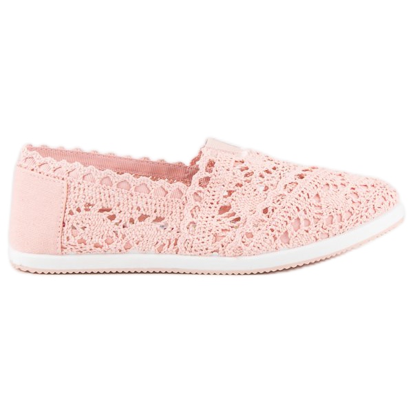Ballerines en dentelle rose