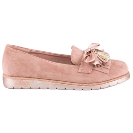Bestelle Mocassins en daim à franges rose
