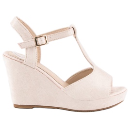 Bella Star Sandales compensées en daim beige