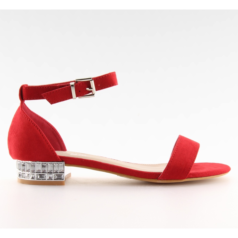 Sandales à talons hauts avec cristaux 99-78 rouge