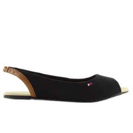 Ballerines noires à bout ouvert SU302 noir le noir