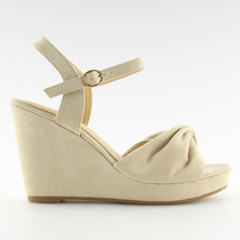 Sandales compensées beiges JM-M214M beige