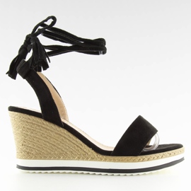 Sandales noires sur talon compensé noir JH630 noir