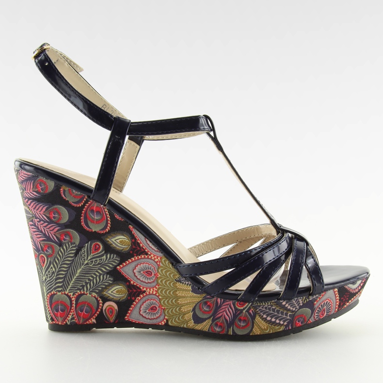 Sandales compensées BL201 marine bleu marin